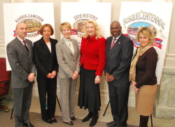 Mike Murchie, M&T Bank, Kathy McCorkle, HSDC, Ellen Brown, Harrisburg 150th, Representative Sue Helm, Lenwood Sloan, PA Tourism Office, Mary Smith, HHRVB at the Bare Walls Preview
