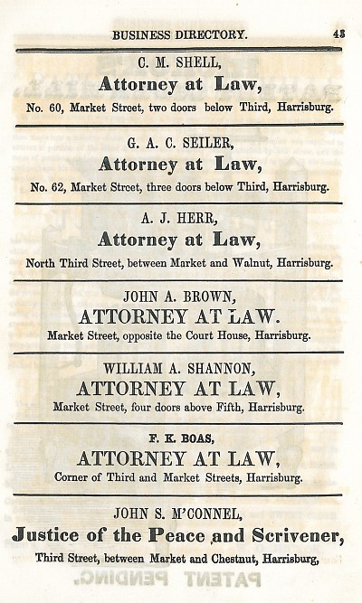 1852 - Shell, Seiler, Herr, Brown, Shannon, Boas, M'Connel